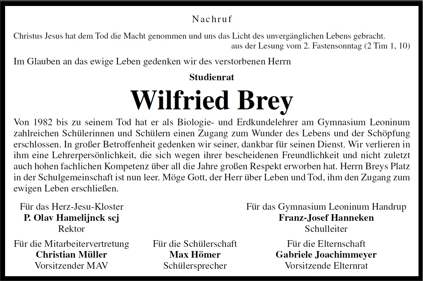 66 Nachruf Wilfried Brey